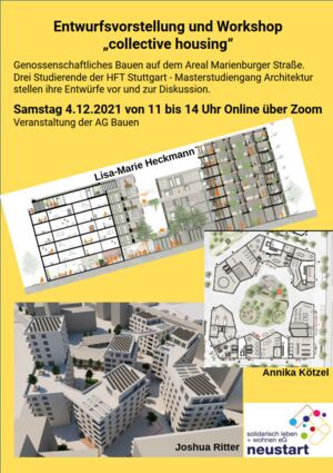 Einladung zur Entwurfsvorstellung + Workshop 'collective housing' am 04.12.2021